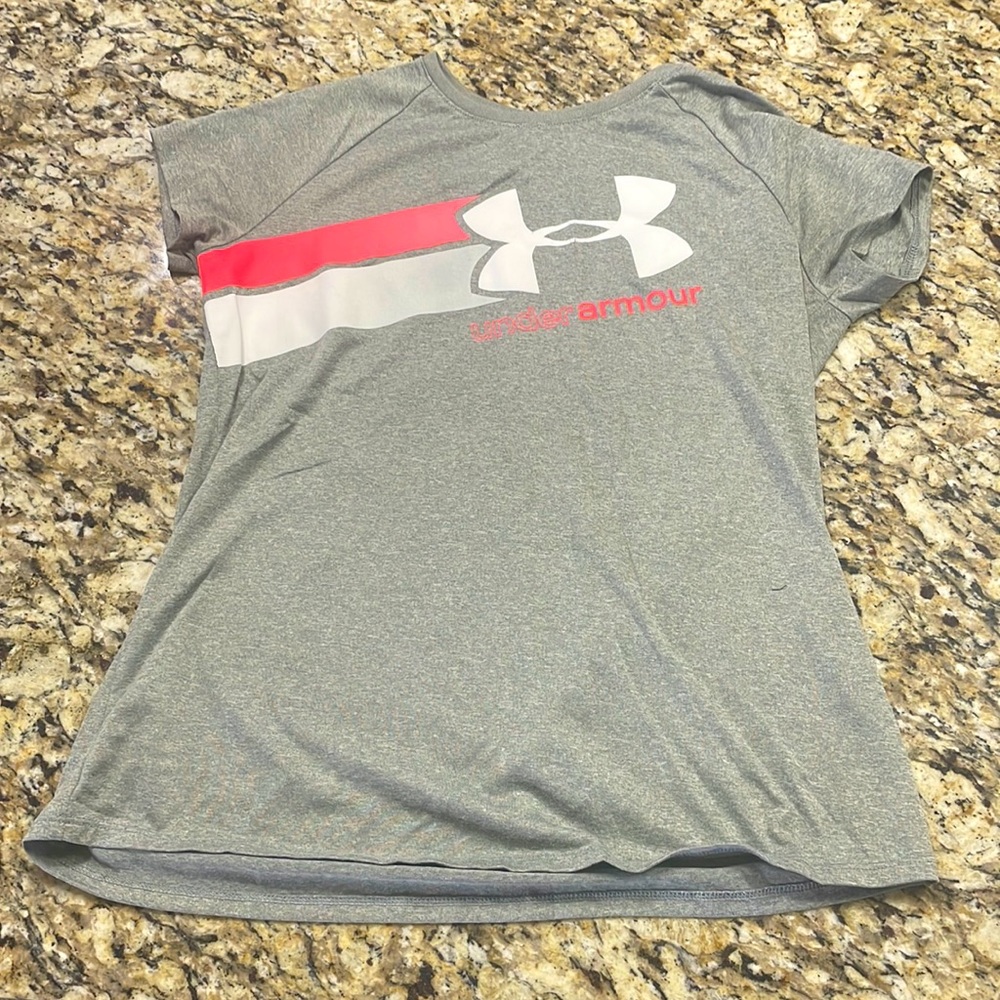 XL grey and pink under armour shirt